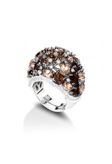 Anello Cristalli Ambrati Argento Misura 16 Allargabile Mediterraneo 6BW54FM