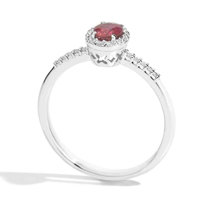Anello Recarlo Rubino Diamanti Naturali Oro 18kt Modello Iris Laurea