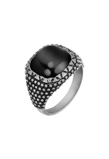 Anello Sector Uomo Silver Pietra Nera 25 SALV13025