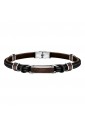 Bracciale Sector Cuoio Legno Naturale Wood Acciaio Uomo SATL12