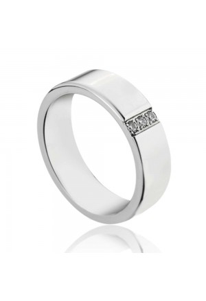 Anello Luca Barra Acciaio Zirconi Bianchi AN129.19