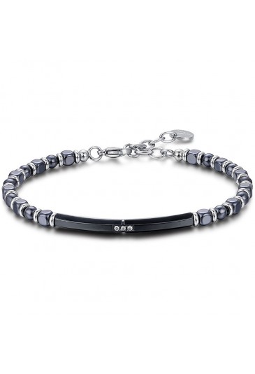 Bracciale Luca Barra Acciaio Ematite Nera BA1232