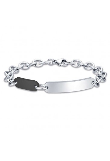 Bracciale Luca Barra Acciaio Elemento Acciaio Nero Uomo BA1308