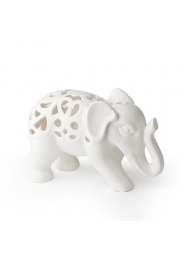 Elefante Portafortuna Porcellana Bianca Traforata Handmade Portafortuna Hervit OY34BFM