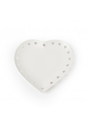 Piatto Cuore Porcellana Traforato Bianco 7Q55OFM