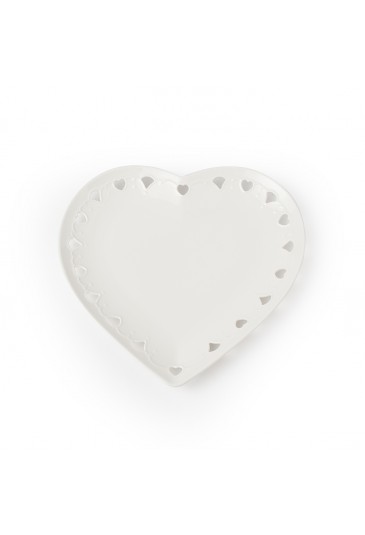 Piatto Cuore Porcellana Traforato Bianco 7Q55OFM