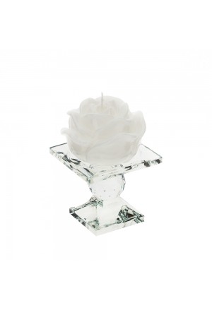 Set Portacandere Cristallo Candela Rosa Bianca Laccata V184PFM