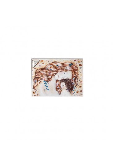 Quadro Miniatura Maternità Klimt Legno Dipinto Placchetta Argento Bomboniera Misura 8X11 Acca MIN.2