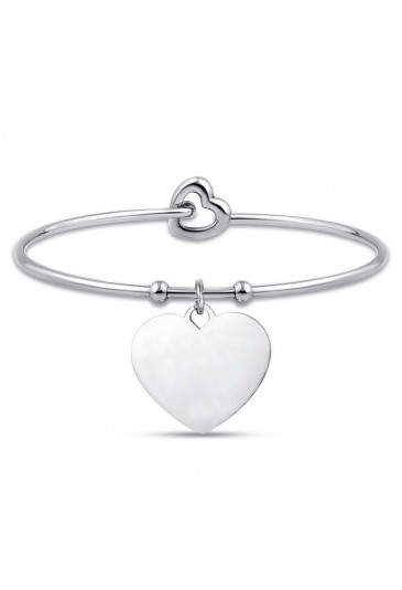 Bracciale Rigido Luca Barra Acciaio Charm Cuore Personalizzabile BK2120
