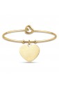 Bracciale Rigido Luca Barra Acciaio Gold Charm Cuore Personalizzabile BK2121