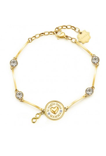 Brosway Bracciale Chant Donna In Acciaio 316L E Cristalli – Doppio Filo Con Pendenti Cuore, Lucchetto E Stella, Turchese