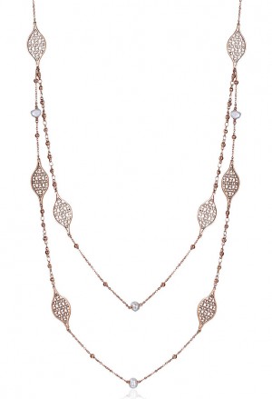 Collana Broswey Tailor Acciaio Rose Gold Elementi Traforati Cristalli Crystal BIL02