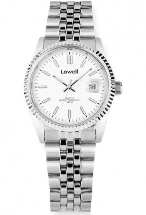 Orologio Polso Lowell Solo Tempo Datario Quadrante Bianco Index Bracciale Jubilee Uomo PL4500-00C