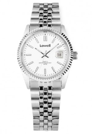 Orologio Polso Lowell Solo Tempo Datario Quadrante Bianco Index Bracciale Jubilee Donna PL4800-00C