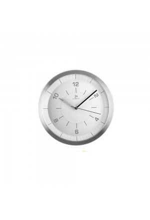 Orologio Da Parete Lowell Alluminio Satinato Quadrante Bianco Dettagli Neri Movimento Silenzioso 14966-CF-N