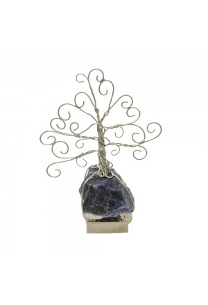 Albero Della Vita Argentato Pietra Naturale Sodalite Blu Regalo Augurale Cristalloterapia NFC TDO1FFM