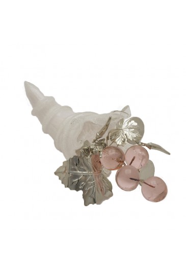 Cornucopia Vetro Murano Uva Rosa Simboli Portafortuna Cornetto Monete Gioielli NFC 5706