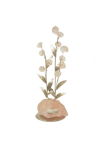 Mughetto Tris Argentato Vetro Murano Rosa Pietra Naturale Quarzo Rosa KIYMURP