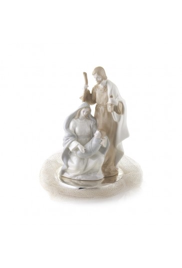 Sacra Famiglia Ceramica Base Placcata Argento Acca N.100 SF