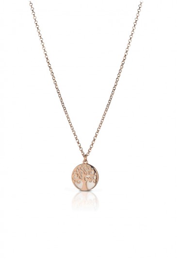 Collana Albero Della Vita Rosagold Argento Pendente Madreperla Portafortuna Mediterraneo G12RC01