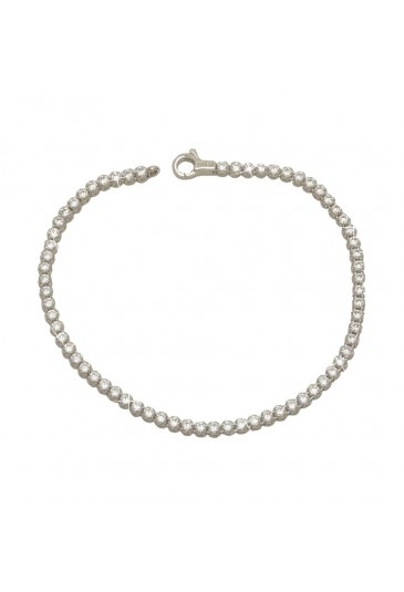 Bracciale Tennis Donna Oro Bianco 18KT Zirconi Bianchi Incastonati Con Griffe Fantasia Monile AIDQOFM