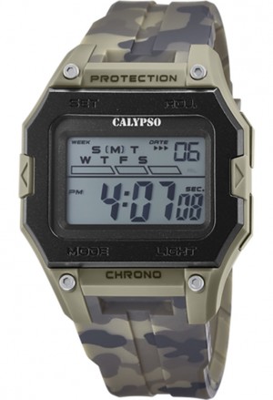 Orologio Calypso Digitale Cronografo Allarme Verde Militare 10ATM K5810/3