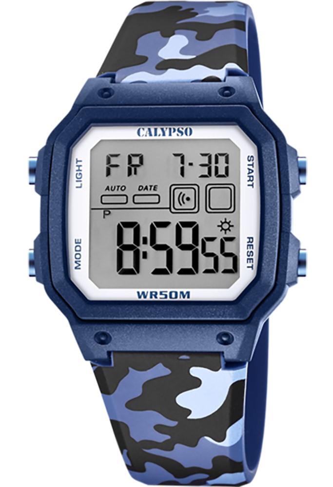 Orologio Calypso Digitale Multifunzione Allarme Blu Militare K5812/3