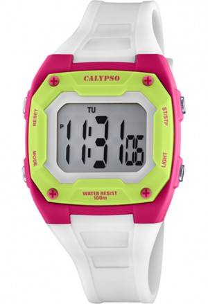 Orologio Calypso Digitale Multifunzione Bianco Fuxia Verde Bambina K5813/1