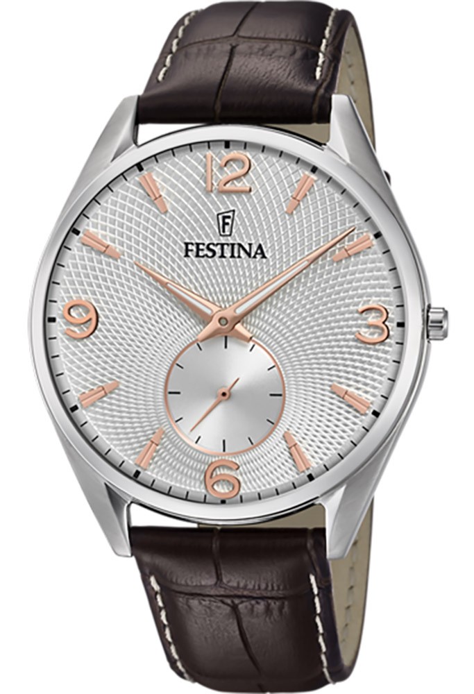 Orologio Festina Solo Tempo Acciaio Cinturino Pelle Marrone F6870/1