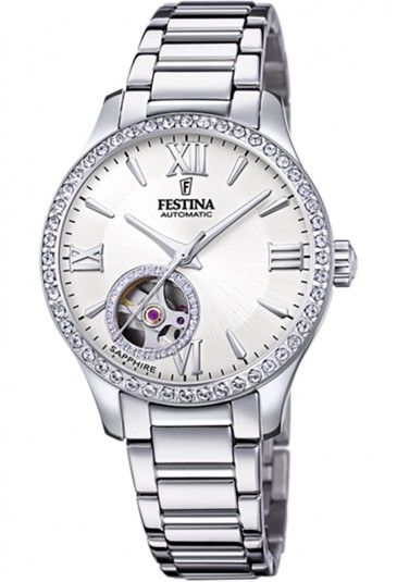 Orologio Festina Quadrante Silver Cristalli Acciaio Donna F20485/1