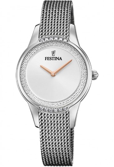 Orologio Festina Quadrante Cristalli Swarovski White Maglia Milano Acciaio Donna Lady F20494/1