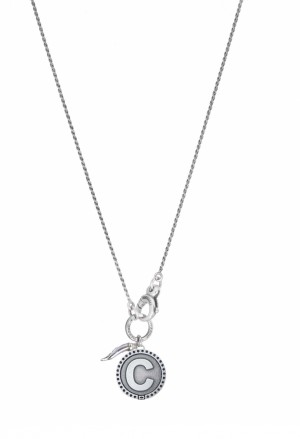 Collana Girocollo Dvccio Freedom Argento Brunito Lettera C Small Charm Cornetto Portafortuna P37D5FM