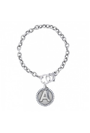 Bracciale Rollo Dvccio Freedom Argento Brunito Lettera A Small Charm Cornetto Portafortuna J6Q1NFM