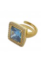 Anello Regolabile Cristallo Azzurro Argento Gold Misura Regolabile Fantasia Monile PGN30FM