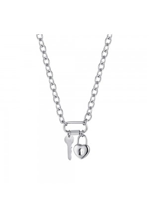 Collana Luca Barra Acciaio Chiave Cuore Lucchetto CK1641