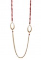 Collana Lunga Pietre Rosse Argento Rosa Mediterraneo DQO3JFM