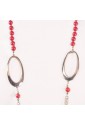 Collana Lunga Pietre Rosse Argento Rosa Mediterraneo DQO3JFM