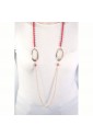 Collana Lunga Pietre Rosse Argento Rosa Mediterraneo DQO3JFM