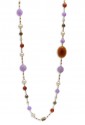 Collana Lunga Pietre Naturali Quarzo Corniola Ametista Perle Argento Gold Sike Jewels 1237-3