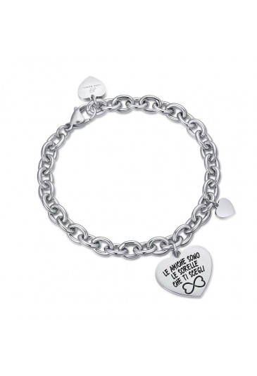 Bracciale Ciondolo Cuore Incisione Le Amiche Sono Sorelle Che Ti Scegli Acciaio Luca Barra BK1995