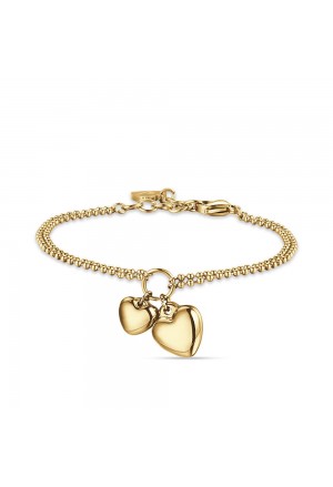 Bracciale Luca Barra Acciaio Gold Cuori BK2213