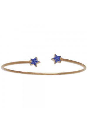 Bracciale Rigido Stelle Cristalli Blu Argento Rosa Diametro 6 Fantasia Monile Y1HMRFM