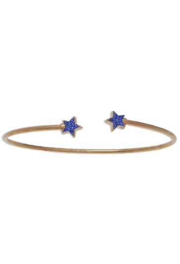 Bracciale Rigido Stelle Cristalli Blu Argento Rosa Diametro 6 Fantasia Monile Y1HMRFM