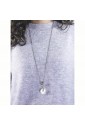 Collana Lunga Dvccio Freedom Argento Brunito Lettera D Small Charm Cornetto Portafortuna 35RW9FM