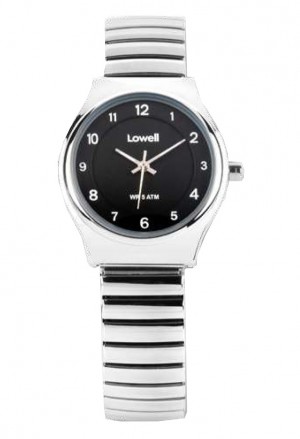 Orologio Lowell Acciaio Solo Tempo Cinturino Elasticizzato Quadrante Nero Uomo PL4285-82