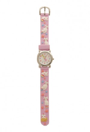 Orologio Bambino Da Polso Acciaio Cinturino Gomma Colore Rosa Disegno Unicorni Lowell PJ0551-4