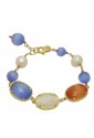 Bracciale Pietre Dure Argento Dorato Perle Occhio Di Gatto Sike Jewel 1112-5BR