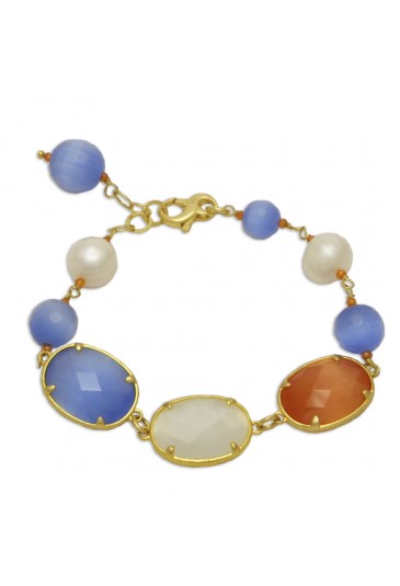 Bracciale Sike Jewels Argento 925 Pietre Blu Marroni 1112-5BR