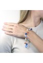 Bracciale Due Fili Pietre Dure Blu Argento Dorato Perle Coralli Sike Jewel 1394-1BR