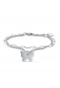 Bracciale Luca Barra Doppio Filo Perle Bianche Charm Farfalla Acciaio BK2251